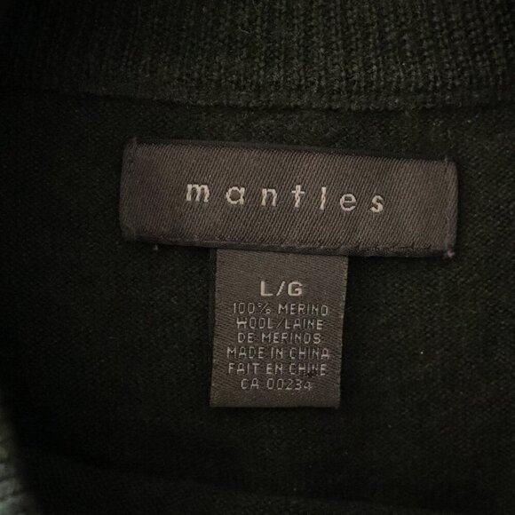 Vntg‎ Mantles Men's Sz Lrg Green Merino Wool Mock Neck Pullover Stretch Sweater - Picture 9 of 11